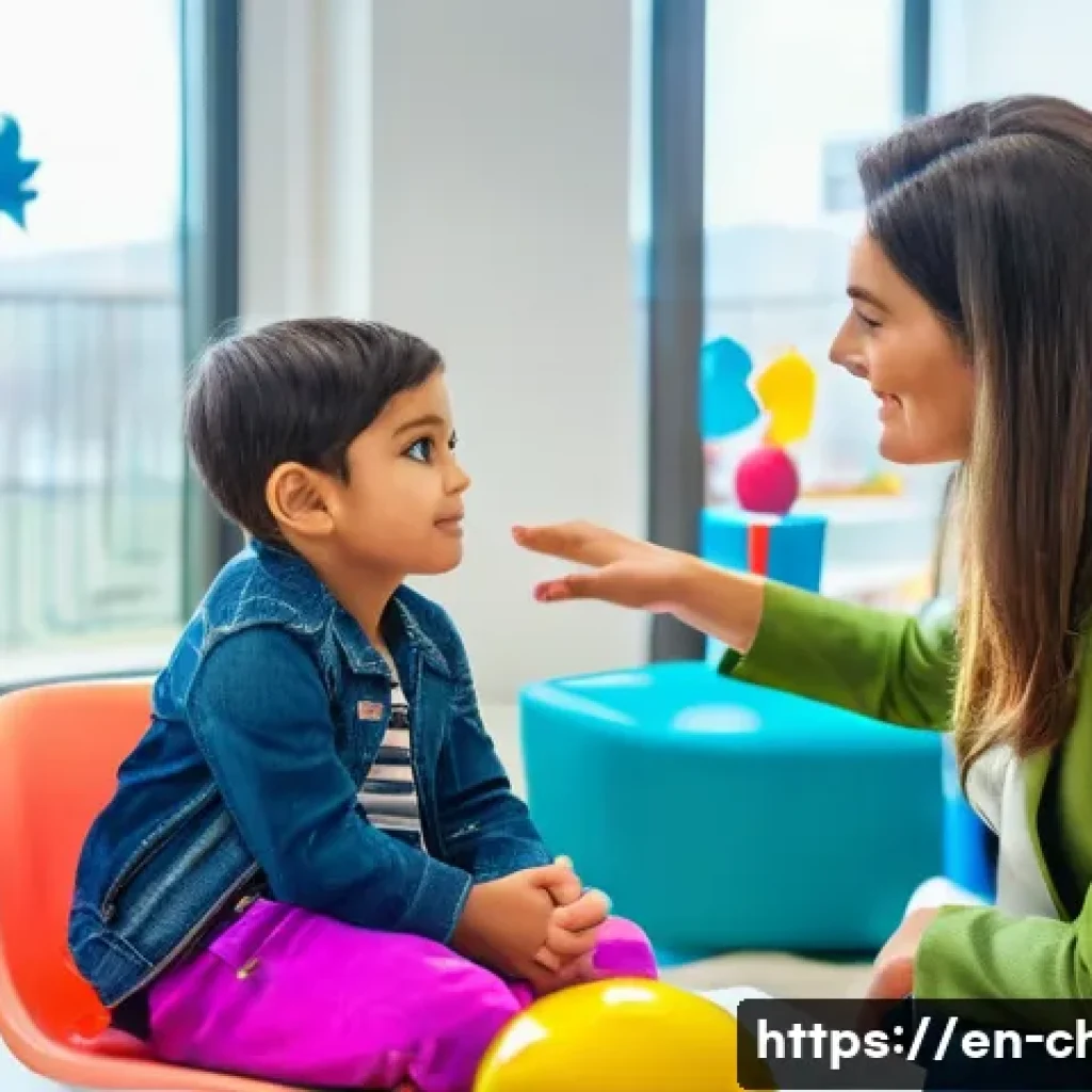 아동상담사 자격증 취득과 취업의 관계 - A warm, professional child counseling session in a modern office setting, featuring a certified fema...