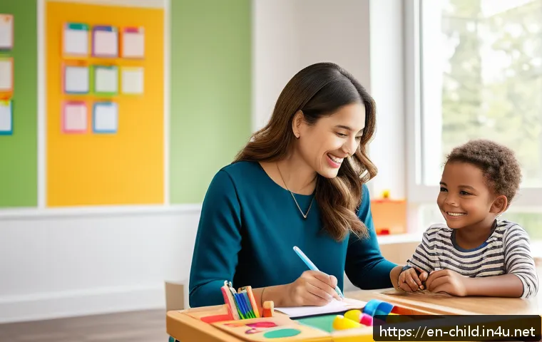 아동상담사 자격증 취득의 중요성 - A professional child counselor in a bright, welcoming therapy room with colorful educational toys an...