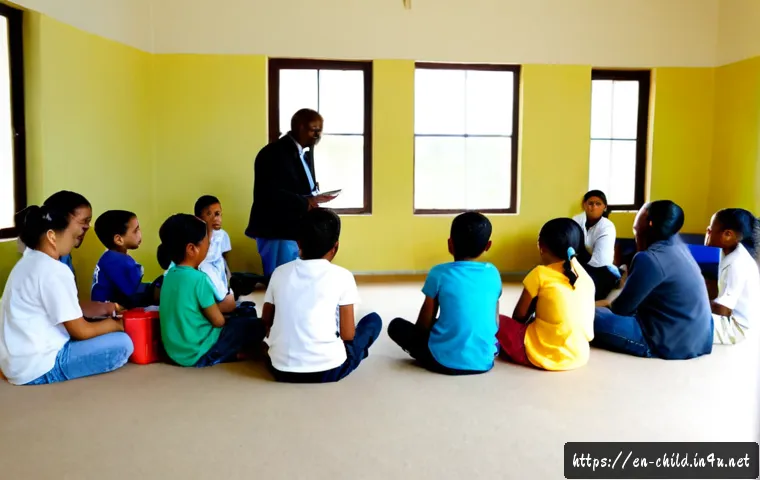 Home 17 아동상담사 직무 교육 필요성 - Photorealistic child counselor professional development workshop in a bright community training cent...